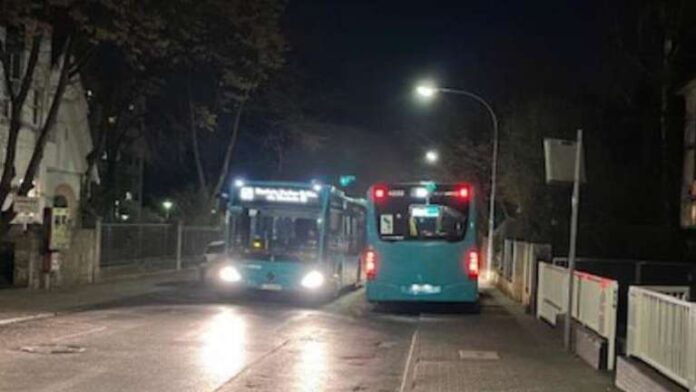 Manchmal wird es eng: Begegnen sich zwei Busse und wird auf der einen Straßenseite geparkt, muss der eine Bus auf den Gehweg ausweichen. © privat